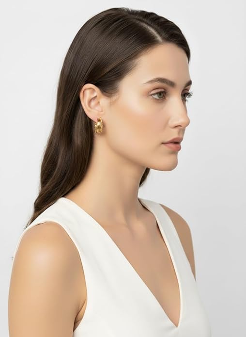 Belle Bijoux Gold Hoop Earrings for Women – Classic Plated Design with Modern Flair, Ideal for Parties and Celebrations