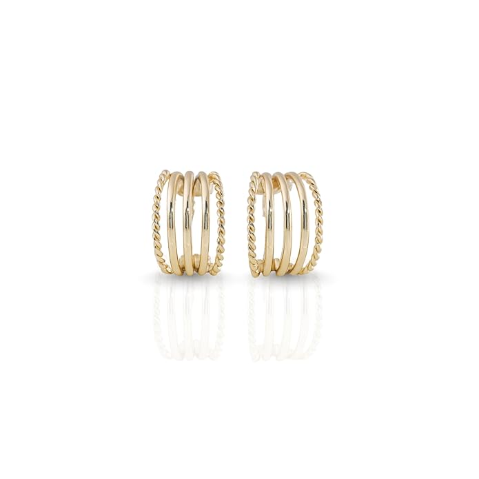 Belle Bijoux Women's Gold-Tone Multi-Layer Hoop Earrings: Stylish Lightweight Twisted Jewelry for Daily, Party, and Wedding Fashion