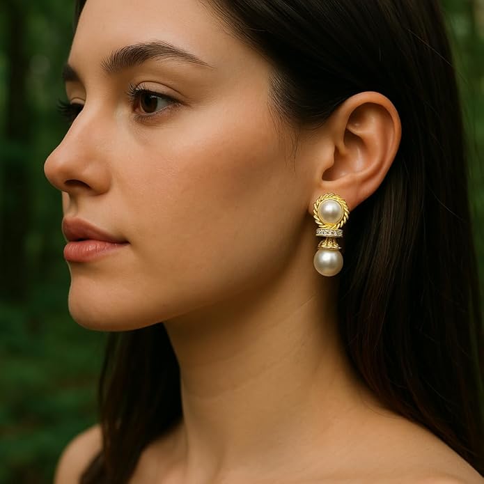 Belle Bijoux Handcrafted Floral Earrings in Gold Tone – Delicate Design, Comfortable Fit, Perfect for Formal and Casual Events