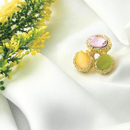 Belle Bijoux Elegant Gold Plated Crystal Stud Earrings for Women – Multicolor Stones in Emerald Green, Yellow, Lime – Ideal for Festive or Casual Wear