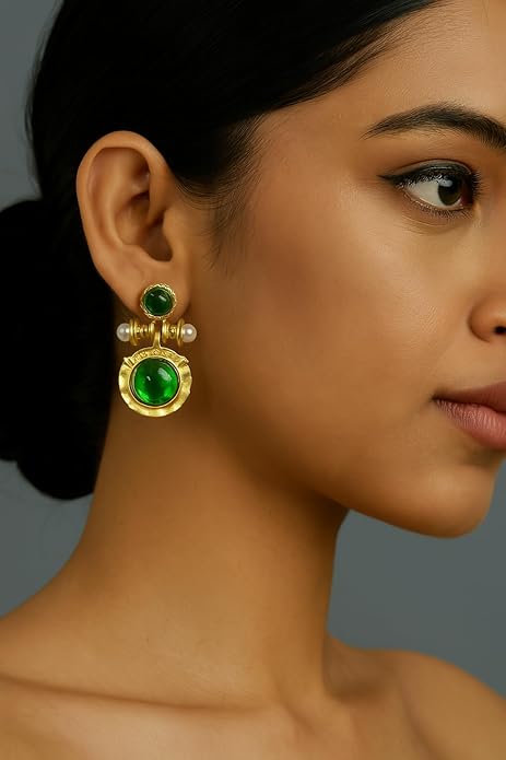 Belle Bijoux Handcrafted Floral Earrings in Gold Tone – Delicate Design, Comfortable Fit, Perfect for Formal and Casual Events
