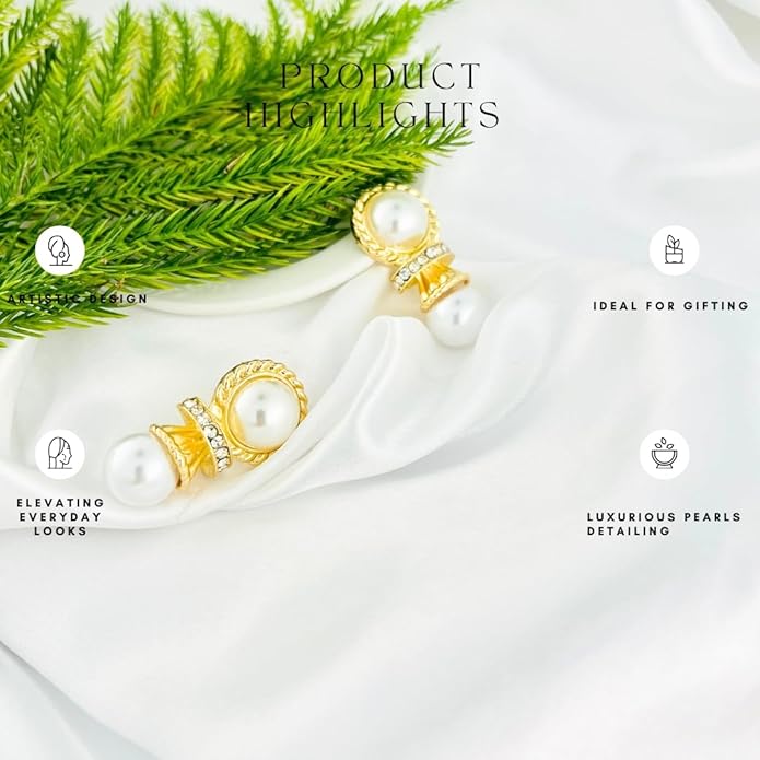 Belle Bijoux Handcrafted Floral Earrings in Gold Tone – Delicate Design, Comfortable Fit, Perfect for Formal and Casual Events