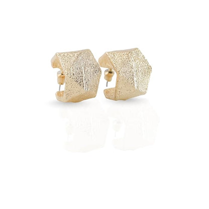 Belle Bijoux Gold-Tone Textured Geometric Hoop Earrings for Women Stylish Lightweight Jewelry Daily Party Wedding Festive Ethnic Fashion Accessory