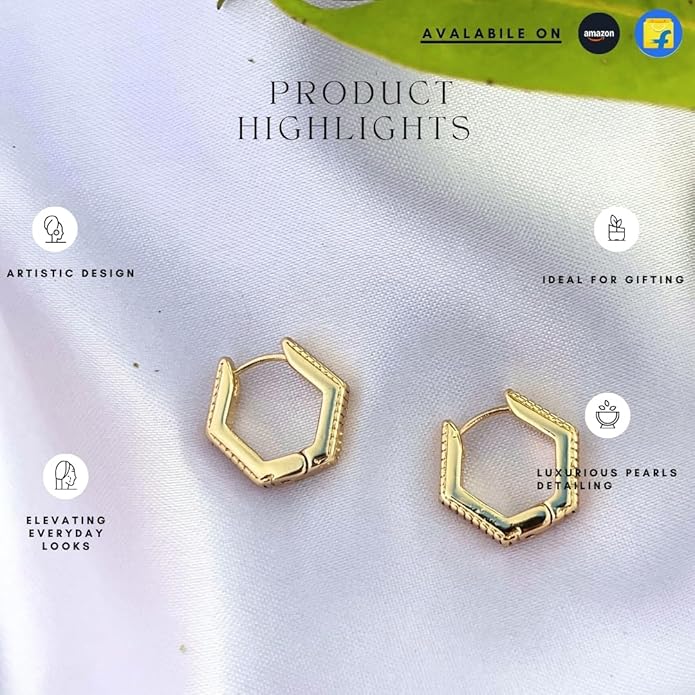 Belle Bijoux Gold Hoop Earrings for Women – Classic Plated Design with Modern Flair, Ideal for Parties and Celebrations