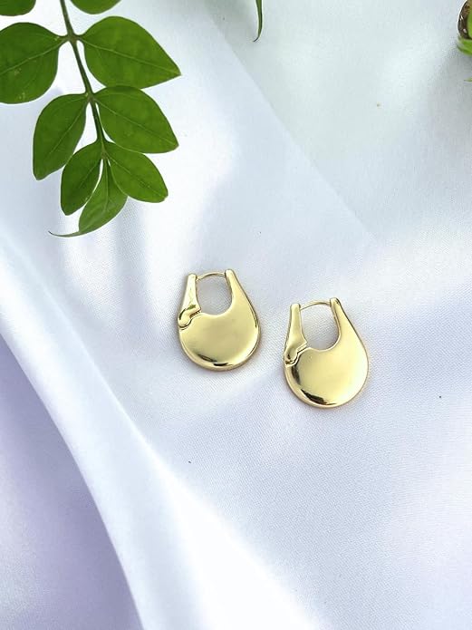 Belle Bijoux Gold-Tone Drop Hoop Earrings for Women – Lightweight Stylish Jewelry for Daily Use, Weddings, Parties, and Festive Fashion