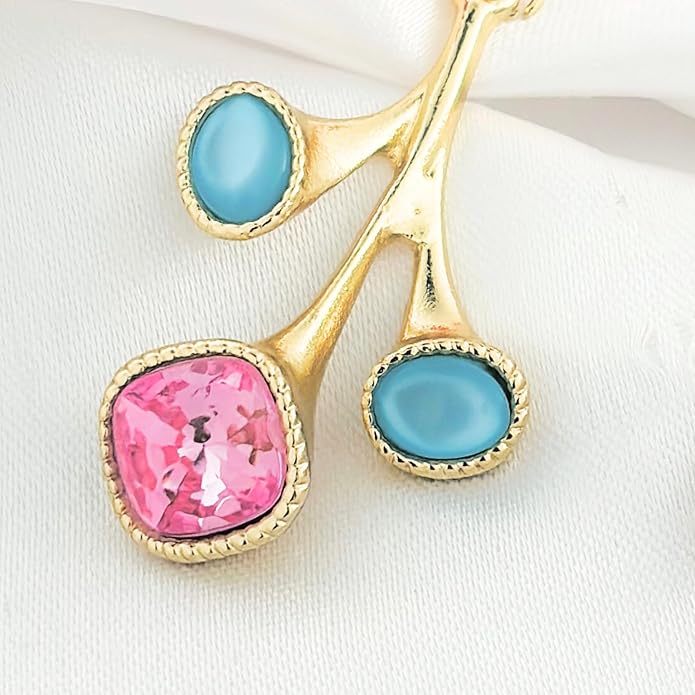 Belle Bijoux Gold and Pastel Jewel Drop Earrings – Elegant Dangle Jewelry for Women, Lightweight, Ideal for Party, Office, and Everyday Wear